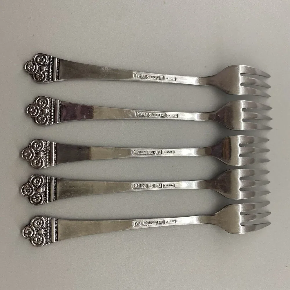 National Stainless COSTA MESA Cocktail Seafood Forks JAPAN Utensil Lot of 5